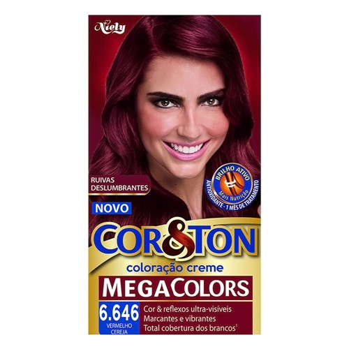 Tintura Creme Cor&Ton Niely Megacolors Vermelho Cereja 6.646 Kit