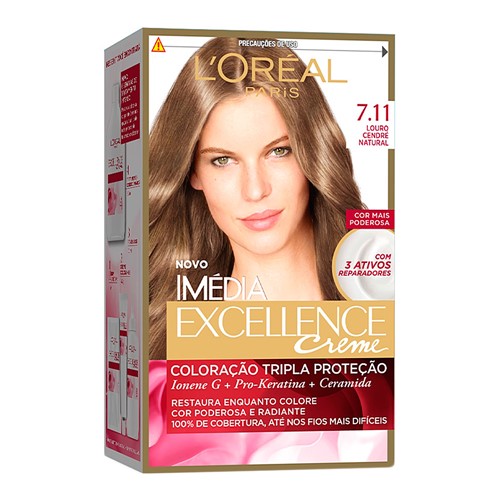 Tintura Creme Imédia Excellence L'oréal Louro Cendre Natural 7.11 Kit