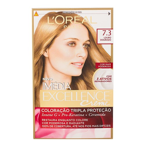 Tintura Creme Imédia Excellence L'oréal Louro Dourado 7.3 Kit
