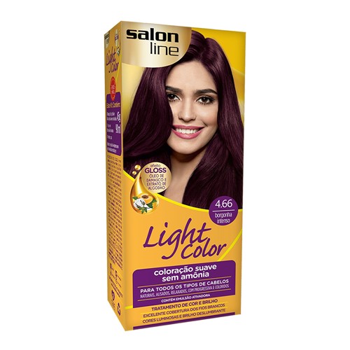 Tintura Creme Salon Line Light Color Borgonha Intenso 4.66 Kit