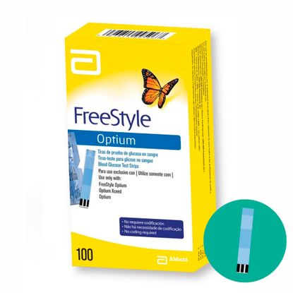 Tiras Abbott para Teste Glicemia Freestyle Optium Neo com 100 Un.