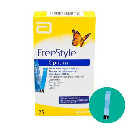 Tiras Abbott para Teste Glicemia Freestyle Optium Neo com 25 Un.