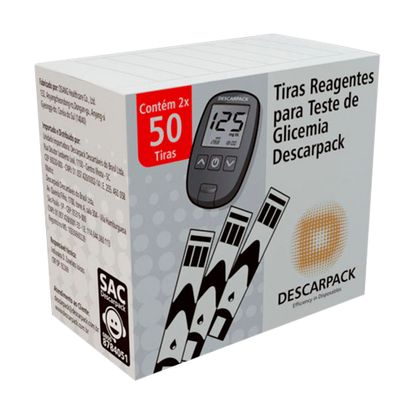 Tiras Descarpack para Teste de Glicemia com 100 Un