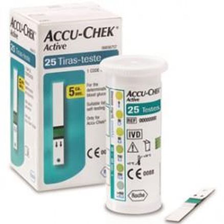 Tiras para Teste de Glicemia Accu-Chek Active C/ 25 (Sem Interferência C/ Maltose)