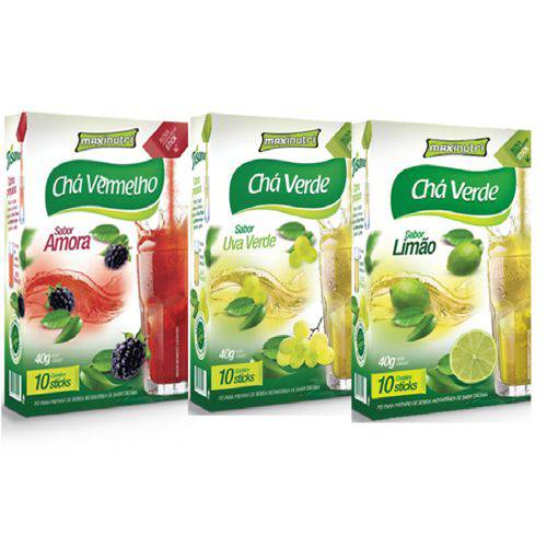 Tisana Chá Kit com 3 Sabores Amora, Uva Verde e Limão - Maxinutri