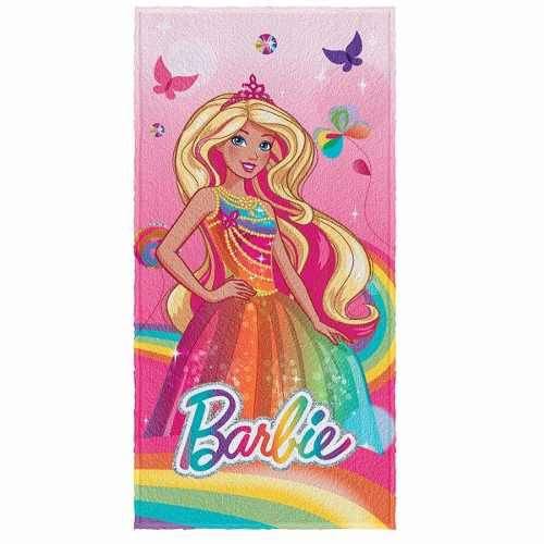 Toalha Banho Lepper Kids 60cmx1,20m Barbie Reino Arco-iris