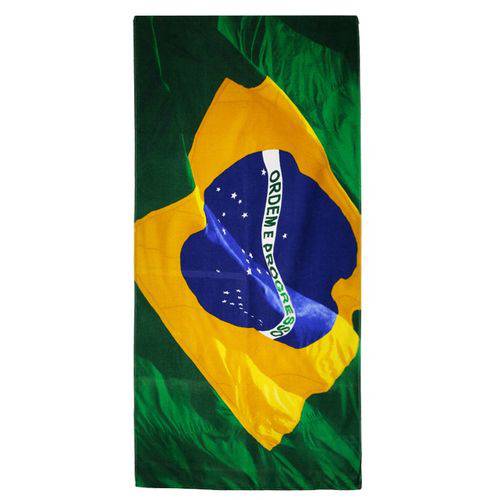 Toalha de Banho Bouton Veludo Bandeira do Brasil