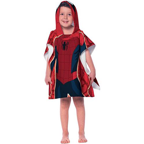 Toalha de Banho Infantil Homem Aranha Poncho com Capuz Vermelha - Lepper