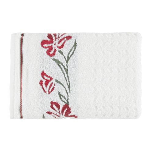 Toalha de Banho Karsten Elsa 70x135cm Branco/vermelho