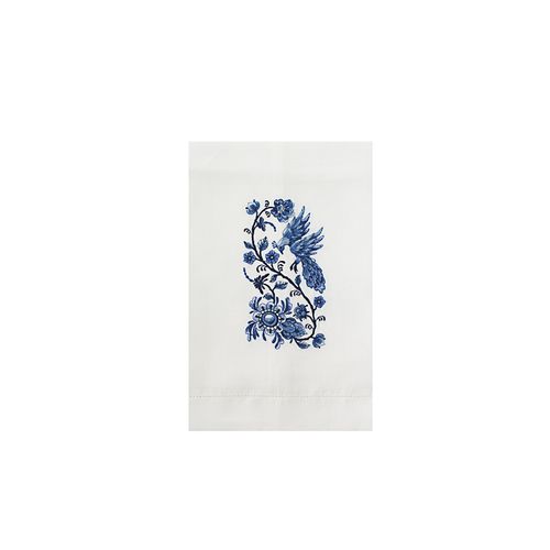 Toalha de Lavabo Branca com Pavão Azul 62x47cm