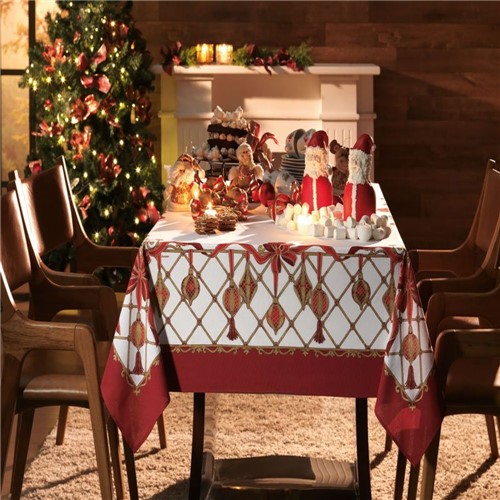 Toalha de Mesa Decoração de Natal - 78x78cm - 100% Algodão - Natal - Karsten