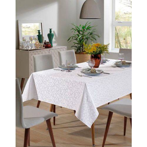 Toalha de Mesa - Jacquard - Requinte - Floral - Branca - 1,40m X 1,40m - Dohler
