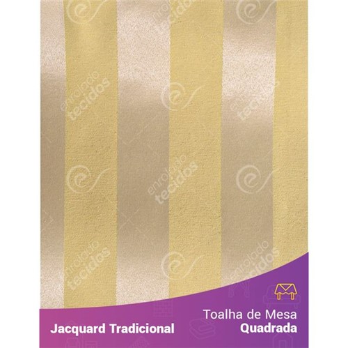 Toalha de Mesa Quadrada em Tecido Jacquard Amarelo Listrado Tradicional 1,40m X 1,40m