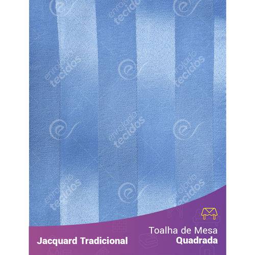 Toalha de Mesa Quadrada em Tecido Jacquard Azul Bebê Celeste Listrado Tradicional