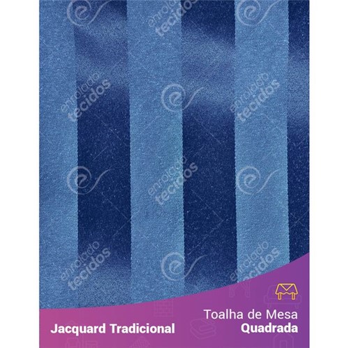 Toalha de Mesa Quadrada em Tecido Jacquard Azul Escuro Listrado Tradicional 1,40m X 1,40m