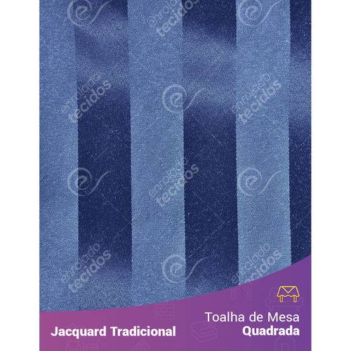 Toalha de Mesa Quadrada em Tecido Jacquard Azul Escuro Listrado Tradicional