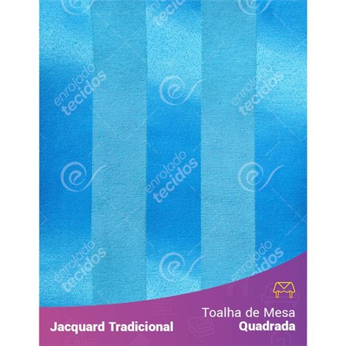 Toalha de Mesa Quadrada em Tecido Jacquard Azul Frozen Listrado Tradicional 1,40m X 1,40m