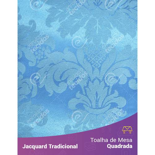 Toalha de Mesa Quadrada em Tecido Jacquard Azul Frozen Medalhão Tradicional
