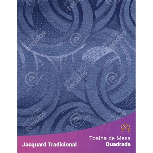 Toalha de Mesa Quadrada em Tecido Jacquard Azul Marinho Argolas Tradicional 1,40m X 1,40m