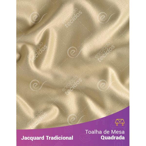 Toalha de Mesa Quadrada em Tecido Jacquard Bege Liso Tradicional 1,40m X 1,40m