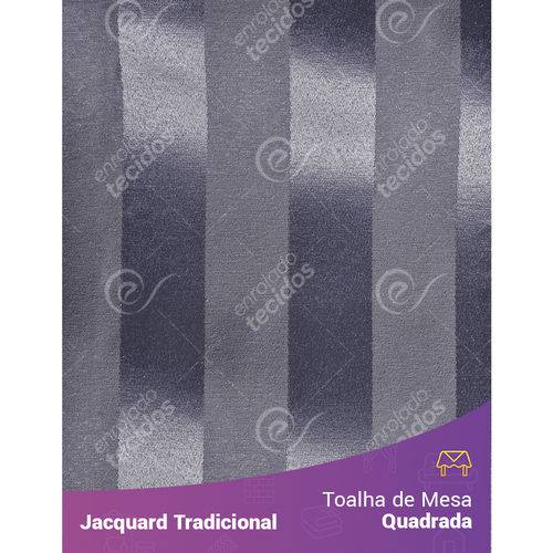 Toalha de Mesa Quadrada em Tecido Jacquard Cinza Chumbo Listrado Tradicional