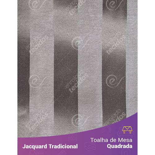 Toalha de Mesa Quadrada em Tecido Jacquard Cinza e Crú Listrado Tradicional