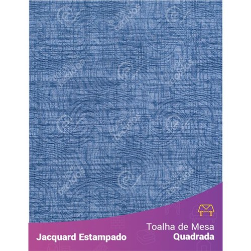 Toalha de Mesa Quadrada em Tecido Jacquard Estampado Liso Azul Jeans 1,40m X 1,40m