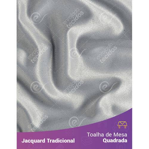 Toalha de Mesa Quadrada em Tecido Jacquard Prata e Preto Liso Tradicional