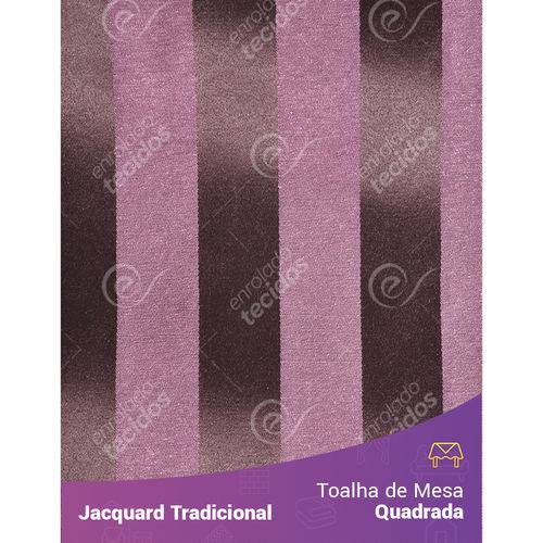 Toalha de Mesa Quadrada em Tecido Jacquard Rosa e Marrom Listrado Tradicional