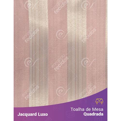 Toalha de Mesa Quadrada em Tecido Jacquard Rosa Listrado Luxo