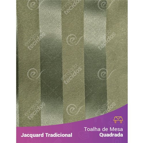 Toalha de Mesa Quadrada em Tecido Jacquard Verde Musgo Listrado Tradicional 1,40m X 1,40m