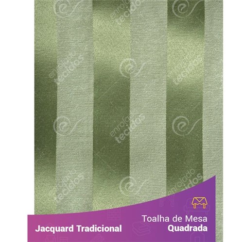 Toalha de Mesa Quadrada em Tecido Jacquard Verde Pistache Listrado Tradicional 1,40m X 1,40m