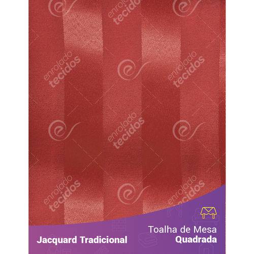 Toalha de Mesa Quadrada em Tecido Jacquard Vermelho Listrado Tradicional