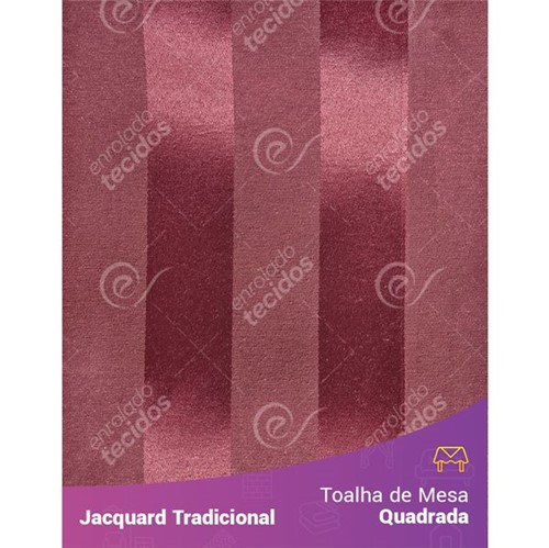Toalha de Mesa Quadrada em Tecido Jacquard Vinho Marsala Listrado Tradicional 1,40m X 1,40m