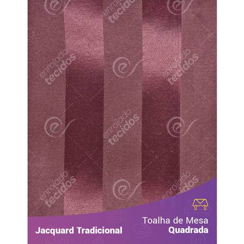 Toalha de Mesa Quadrada em Tecido Jacquard Vinho Marsala Listrado Tradicional