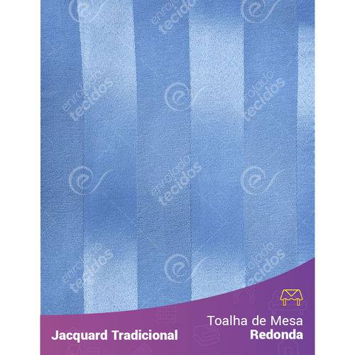 Toalha de Mesa Redonda em Tecido Jacquard Azul Bebê Celeste Listrado Tradicional