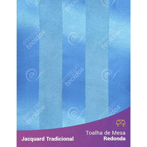 Toalha de Mesa Redonda em Tecido Jacquard Azul Frozen Listrado Tradicional