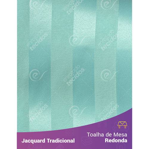 Toalha de Mesa Redonda em Tecido Jacquard Azul Tiffany Listrado Tradicional