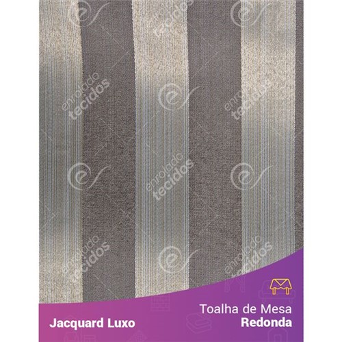 Toalha de Mesa Redonda em Tecido Jacquard Cinza Listrado Luxo 2,80m