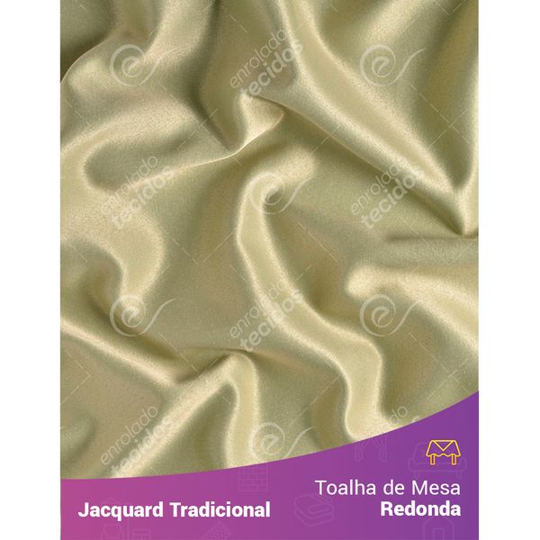 Toalha de Mesa Redonda em Tecido Jacquard Dourado e Turquesa Liso Tradicional 2,80m