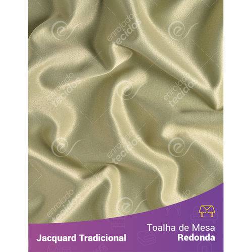 Toalha de Mesa Redonda em Tecido Jacquard Dourado e Turquesa Liso Tradicional