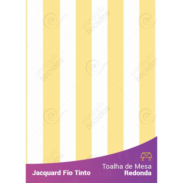Toalha de Mesa Redonda em Tecido Jacquard Listrado Amarelo Fio Tinto 2,80m