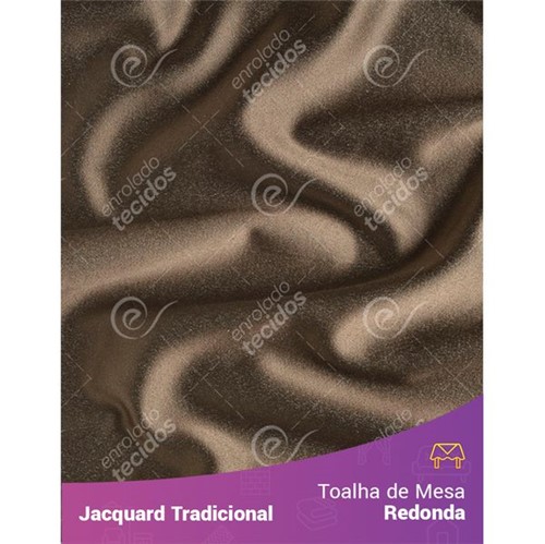 Toalha de Mesa Redonda em Tecido Jacquard Marrom e Turquesa Liso Tradicional 2,80m