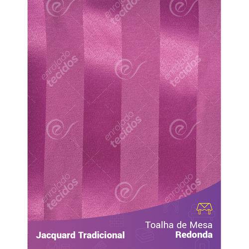 Toalha de Mesa Redonda em Tecido Jacquard Pink Listrado Tradicional