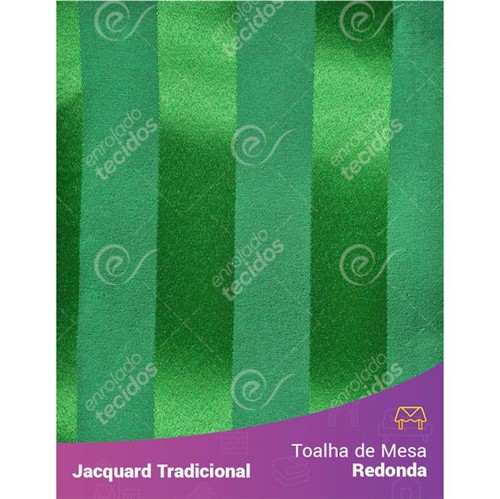 Toalha de Mesa Redonda em Tecido Jacquard Verde Listrado Tradicional 2,80m