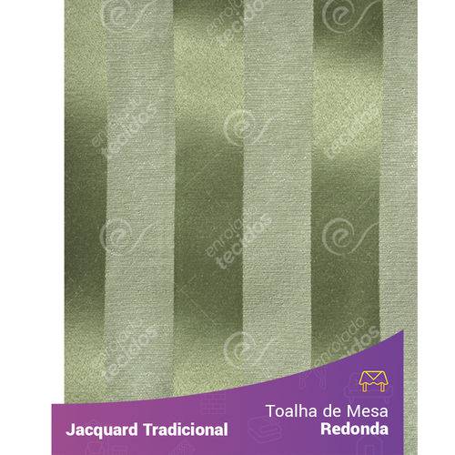 Toalha de Mesa Redonda em Tecido Jacquard Verde Pistache Listrado Tradicional
