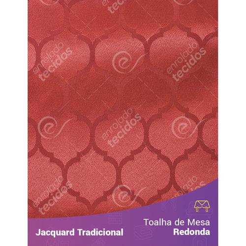 Toalha de Mesa Redonda em Tecido Jacquard Vermelho Geométrico Tradicional