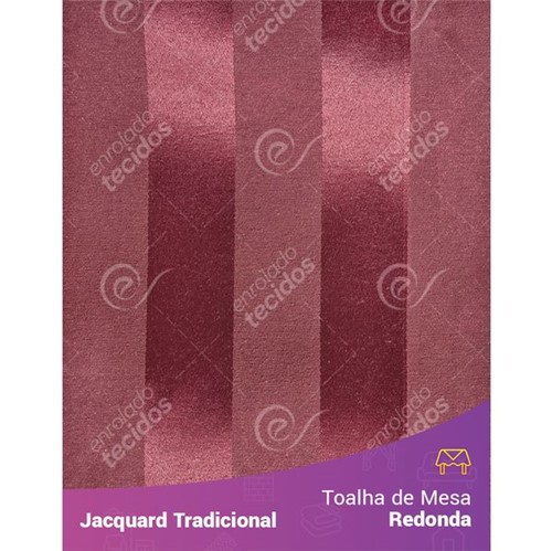 Toalha de Mesa Redonda em Tecido Jacquard Vinho Marsala Listrado Tradicional 2,80m