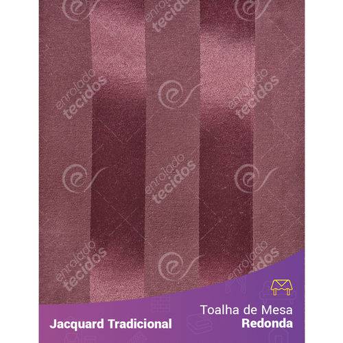 Toalha de Mesa Redonda em Tecido Jacquard Vinho Marsala Listrado Tradicional