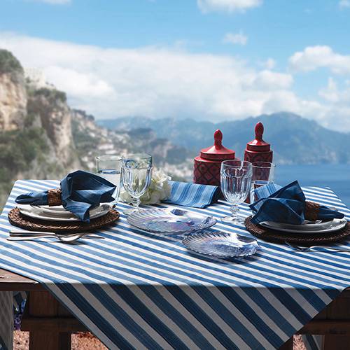 Toalha de Mesa Retangular 180x300cm Amalfi Azul - Naturalle Fashion